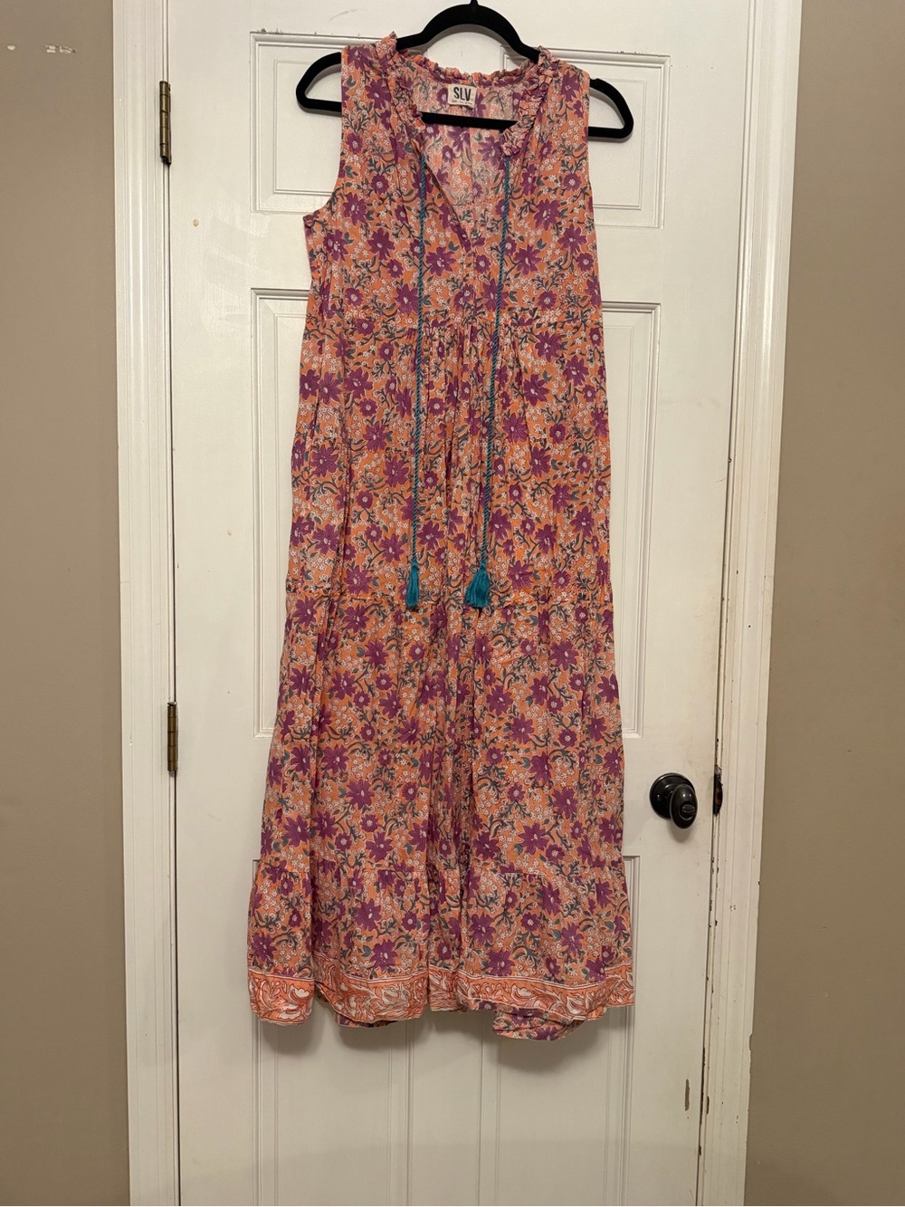 SLV Sur La Vague Tassel Ruffle Maxi Dress